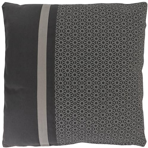Alphadeco Sofakissen Lara Blume inkl. Füllung - Bezug: 100% Baumwolle - Mordernes Patchwork Design - viele Größen (Grau, 50x50cm)