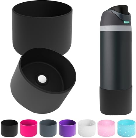 Lot de 2 bottes en silicone pour bouteille d'eau Owala de 5,6 à 473,6 g, 680,4 g, 907,2 g, 1234 g, manchon de protection antidérapant pour bouteilles d'eau FreeSip, Twist et Flip (noir, 710 ml)