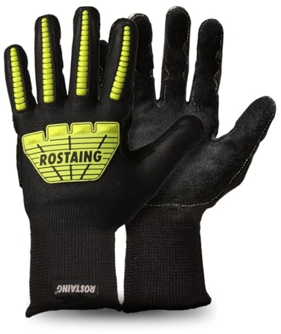 ROSTAING Gants RESCUEPRO - Paire de Chantier Pour Gros Travaux Intensifs - Avec Renforts Jaune Fluo Pour Bricolage - Anti-Coupure et Protection des Chocs