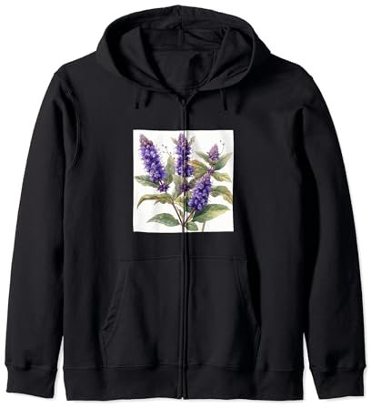 Anise Hyssop Flower Cottagecore Graphic Zip Hoodie