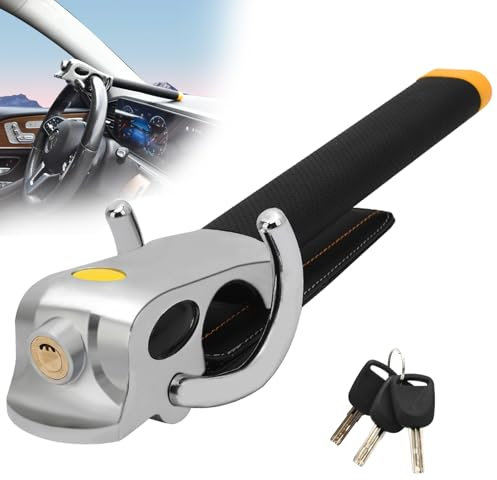 Steering Wheel Lock with Alarm,Car Steering Wheel Locks,Car Lock Anti-Theft Device with 3 Keys,Universal Fit for Cars Trucks Vans and Suvs