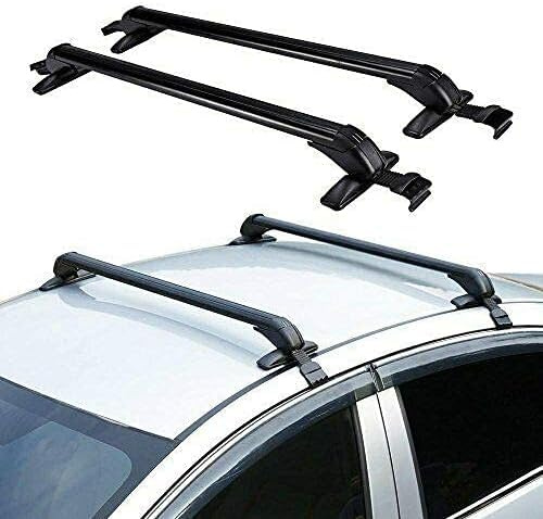 DHQCQL Baca portaequipajes para coche, 2 unidades, con cerraduras, 100 cm, aluminio, ajustable, universal, para la mayoría de puertas de 4 o 5, hasta 165 libras