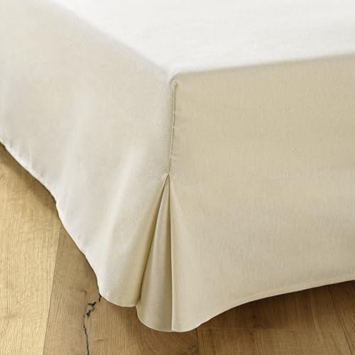 Cache-Sommier 180x200 Ecru – 4 Volants de 38 cm pour Sommier 180x200 avec Pieds – Housse Sommier 180x200 Ecru - Fabriqué en Europe – Jupe de Lit 180x200 – Protège Sommier 180 x 200