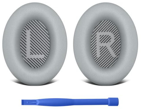 Wanme Coussinets d'oreille pour Bose QuietComfort 35 & Quiet Comfort 35 II Écouteur, Coussinets d'oreille en Cuir Protéiné Souple, Mousse d'isolation Phonique pour Bose QC 35ii/35/25/15 QC2/Ae2, Gris
