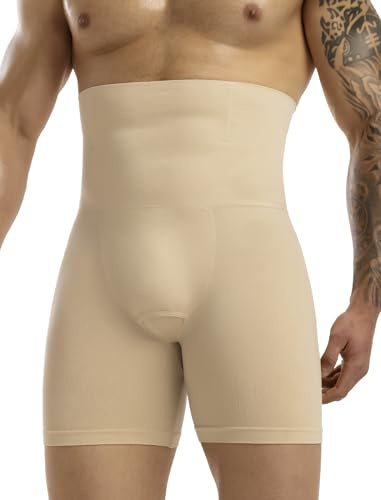 MISS MOLY Shapewear Calzoncillos bóxer para hombre, cintura alta, pantalones cortos de compresión, sin costuras, moldeador de figura, ropa interior para hombre, moldeador de cuerpo, control de abdomen