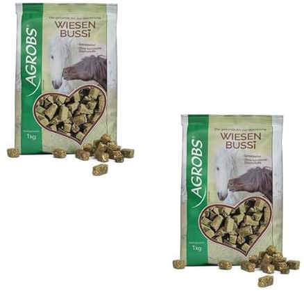 Agrobs WiesenBussi - Lot de 2 x 1 kg - Complément alimentaire pour chevaux - Base d'herbes et d'herbes de qualité supérieure - Sans exhausteur de goût ni additifs artificiels