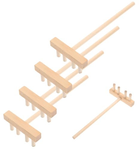 SKISUNO 5pcs Mini Wood Rakes Sand Table Accessories Wooden Rake Creative Sand Art Toys 13.7cm x 5.7cm
