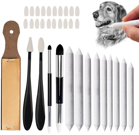 Rbleote 41 Stück Papierwischer Set, 15 Verschieden Papierwischer zum Zeichnen Blending Stümpfe Radiergummi Stift Skizze Zeichenwerkzeuge für Abwischen, Korrigieren, Kunst, Zeichnen, Künstler, Basteln