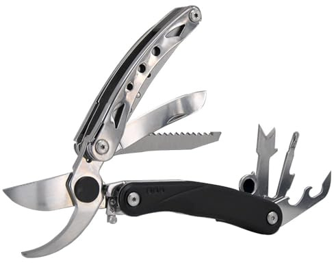 OBEST Sécateur multifonction 6 en 1, sécateur de jardin pliable portable avec verrouillage pour couper les plantes en intérieur et en extérieur, fleurs en plein air, camping