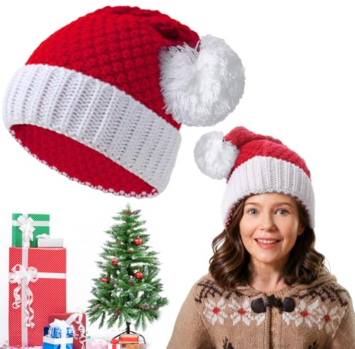 FUKPO Cappello Babbo Natale Rosso Bianco, Cappellino Babbo Natale Cappelli Natalizio Donna Uomo, Cappellini Natalizi Capelli Adulti Berretto