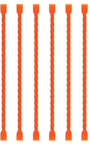 Gesipor 6 PCS 6-Inch Silicone Cable Ties Dia 5mm Reusable Steel-Core Rubber Twist Ties Bendable Cable Ties for Bundling and Holding, All Purpose Cord Tie for Indoor and Outdoor (Orange)