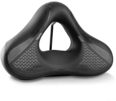 PureBowlic bred cykelsadel med stötdämpande fjäder, //ergonomiskt PU-lädersäte för bergsvägscykling, //högelastisk kudde för bekväm åktur, svart