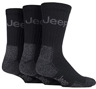 Jeep Men's JM273 3 Pair Luxury Terrain Socks Black (2) 6-11