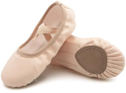 Acfoda Zapatillas Danza Lona Niña Mujer Calzado Ballet Gimnasia 22-44 EU | Suela Partida Cuero,Zapatos Baile,Bailarinas Pilates,Niños y Adultos,Respirable