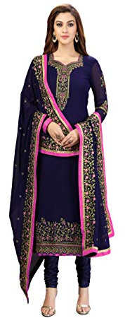 TRENDMALLS Conjunto de traje de Salwar indio, paquistaní, bordado georgette para mujer, vestido étnico, Azul, Medium