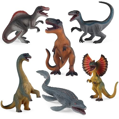 LiRiQi Jouets pour Enfants, Collection de Dinosaures Réalistes et Détaillés, T-Rex Velociraptor Brachiosaurus, Jeux Cadeaux pour Enfants Garçons Filles 3 4 5 6 7 8 9 Ans