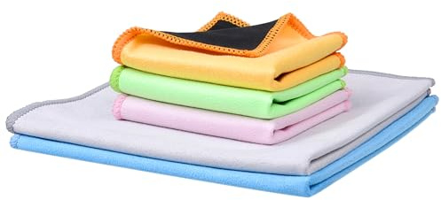 Eco-Fused Mikrofiber Rengöringsdukar Dubbelsidiga - 5-pack - 6,6 x 6,2 tum och 12 x 12 tum - Mikrofiber och Suede Duk för Smartphones, LCD TV, Surfplattor, Laptop Skärmar, Kamera Linser, Känsliga Ytor