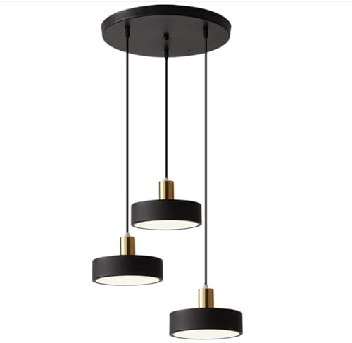 XINYASEE Suspension Luminaire Moderne LED Dimmable, Lustre Rond 3 Couleurs pour Cuisine, Salle À Manger (Noir)