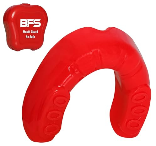 BFS IMPEX Sports Mouth Guard for Kids,Youth,Boys,Girls,Child Teen Mouthguard with Case (BPA Free) for Boxing, Martial Arts,MMA Karate,Lacrosse,Football,Soccer and All Contact Sports (RED)
