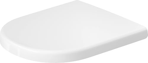 Asiento de inodoro Duravit D-Code, extraíble, con mecanismo de cierre suave, fijación por pasador, 360x483mm, superpuesto, blanco alto brillo, bisagras de acero inoxidable, 0028590000