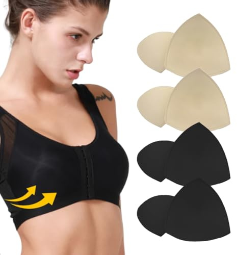 4 pares de insertos de sujetador, almohadillas extraíbles para sujetador deportivo, almohadillas de esponja para bikini, trajes de baño, se adaptan a copas A a C