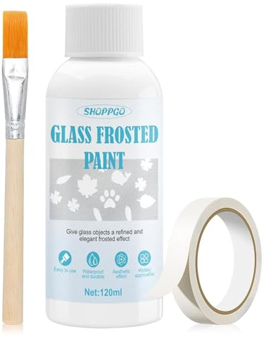 SHOPPGO Peinture Effet Givre pour Verre, Peinture pour Verre Dépoli, Imperméable, Durable, il Rehausse Instantanément L'apparence des Tasses, Vases, Miroirs et Autres Objets, 120ml