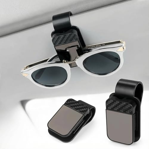 2 Piezas Soporte para Gafas de Sol para Coche, Portagafas Coche Universal, Soporte para Parasoles de Coche Clip para Gafas de Sol Estilo Minimalista Compatible con Todas Las Gafas de Sol (Negro)