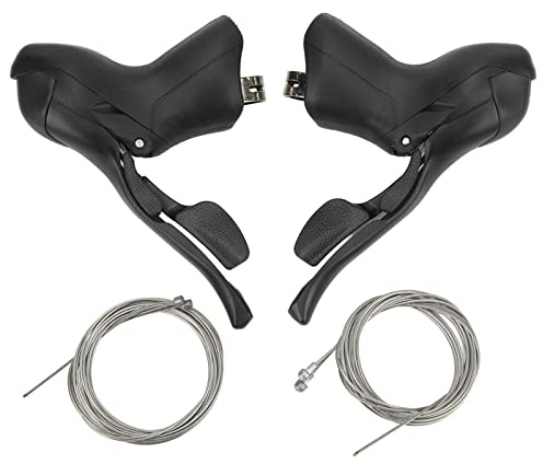 HERCHR Bike Shifters 2 x 7 Speed Bike Shift Brake Lever Set with Cables 1 Pair Aluminum Alloy 7 8 9 Speed Cycling Shift Levers for Moutain Roadbike Tricycle