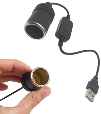 GENÉRICO Adaptador USB a Encendedor de Cigarrillos de Coche, Cable Adaptador de Encendedor de Cigarrillos - Conector Convertidor Hembra - Para Controlador con Cable con Toma de Corriente, Alargador