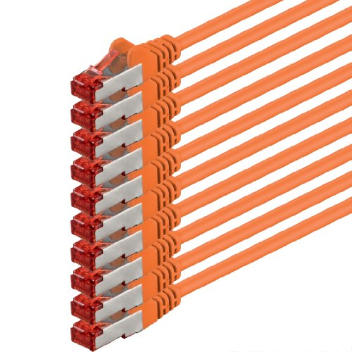 1aTTack.de 10x 5m Cat6 Cat.6 Ethernet-Kabel Cat 6 Netzwerk-Kabel Patch-Kabel RJ45 SFTP - Orange