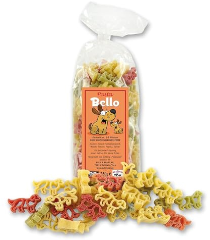 Bull & Bear bunte Hunde Nudeln, 250g, Motivnudeln aus Hartweizengrieß, handgefertigt in deutscher Manufaktur, Pasta Geschenk