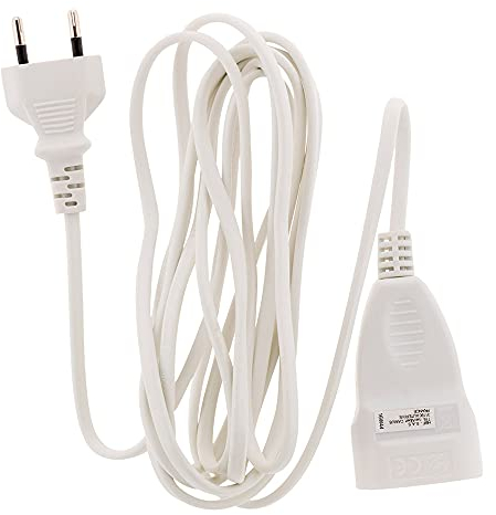 Zenitech - Alargador Eléctrico 6A - Cable HO3VVH2F 2x0,75mm² - con Enchufe sin Tierra - Seguridad Infantil - Ideal para Aparatos Domésticos - Conforme a Las Normas NF y CE - Blanco - Longitud 3m