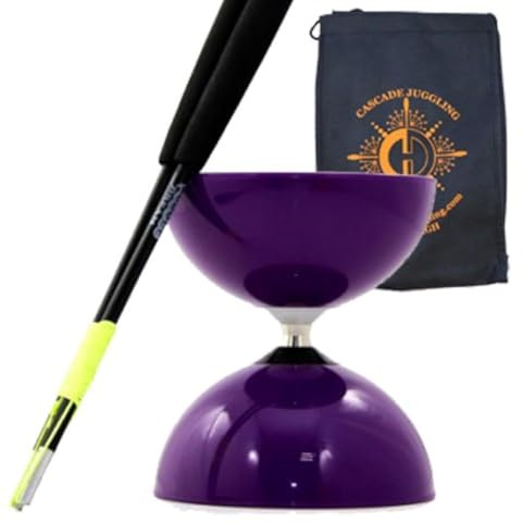 Juggle Dream and Cascade Juggling Purple Big Top - Jumbo Bearing Diabolos Set, Black Superglass Diablo Sticks, Diabolo string & Bag (Purple)