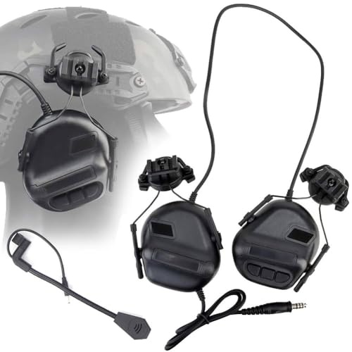 ATAIRSOFT Tactical Headset Headphone avec Microphone étanche à l'eau sans Fonction de réduction du Bruit, Noir