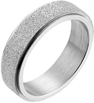 PAMTIER Dam rostfritt stål spinner ring sandblästrad finish roséguld regnbåge bröllop band 6mm e rostfritt stål, W, colore: SILVER, cod. 5LYZ-JZ116-S11