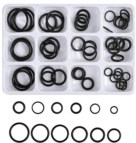AvoDovA 50 Pezzi O-Ring in Gomma, Kit Guarnizioni O-ring, 12 Misure Guarnizioni Idrauliche Guarnizioni di Tenuta, Nero Rondella Assortimento Set, O-Ring Kit per Rubinetti da Cucina Impianti Idraulici