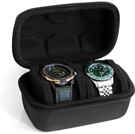 Besforu Watch Travel Case for Men and Women Portable Single Watch Storage box and Organizer for Wristwatches and Smart Watches (Black（2 slot）)