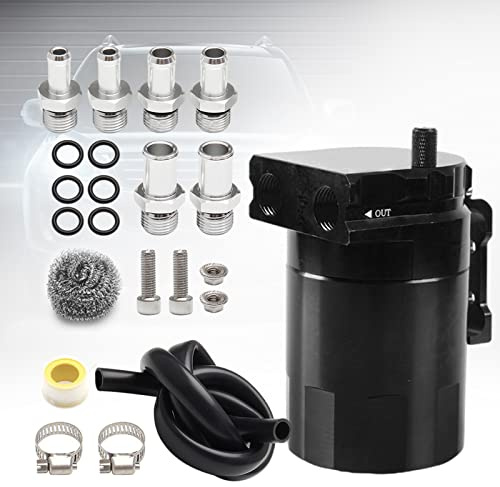 Htostar Racing Thick Shell Baffled Oil Catch Can Coolant Fuel Catch Can Reservoir Kit - Black