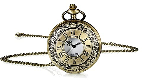 Cerioll Vintage Taschenuhr, Taschenuhr Herren, Vintage Römische Ziffern Skala, mit Kette