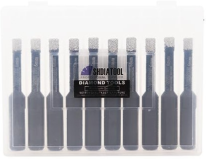 SHDIATOOL Brocas de diamante con punta de carburo de perforación de 6 mm, Brocas sacanúcleos con Triángulo vástago del agujero