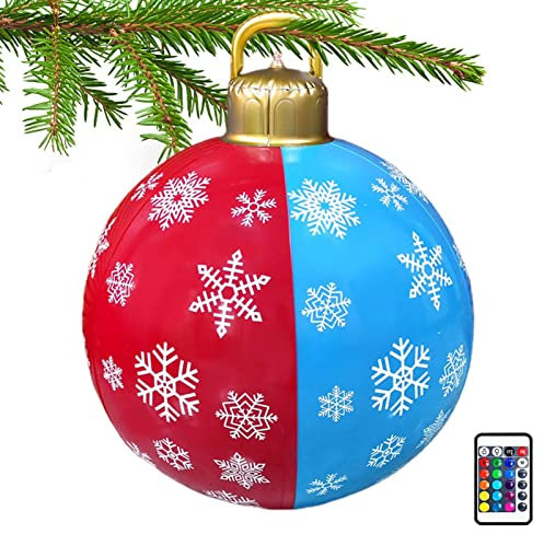 Bexdug Weihnachtskugeln in die Luft sprengen | Große aufblasbare Weihnachtskugel mit Fernbedienung und 10 Leuchtperlen,23,62 Zoll wasserdichte dekorative aufblasbare Ornamente für Hof, Pool, Baum
