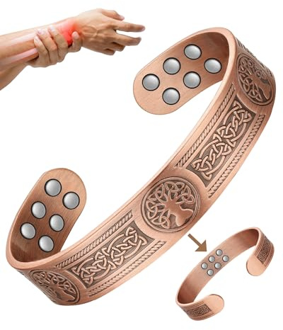 Jeracol Copper Bracelet for Men Women,18pcs Strength Magnets Copper Magnetic Bracelets, Brazaletes Jewelry with Gift Box