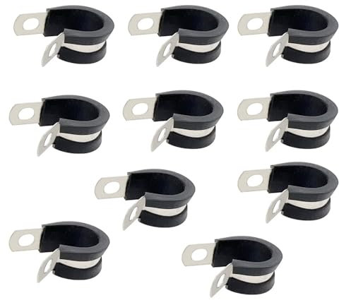 NICAVKIT Lot de 10 colliers de serrage en caoutchouc P de 6 mm - Colliers de serrage pour tuyaux - En acier inoxydable - Kit de serre-câbles en fil métallique