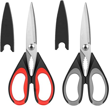 Kitchen Shears, 2 Pack of Kitchen Scissors, Heavy Duty Meat & Cooking Scissors, Multipurpose Stainless Steel Sharp Utility Food Scissors for Home & Kitchen, Dishwasher Safe