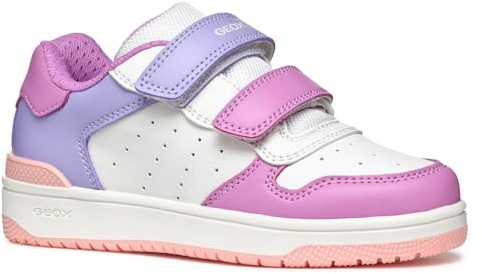 Geox J WASHIBA Girl B - Scarpe da Ginnastica Bambina, White/Cyclamen,