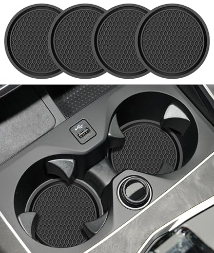 Flaconi 4 Piezas para Coche,Inserto para Portavasos De Coche,Posavasos para Portavasos,Accesorios Interiores para Coche,Posavasos para Taza De Coche(Negro)