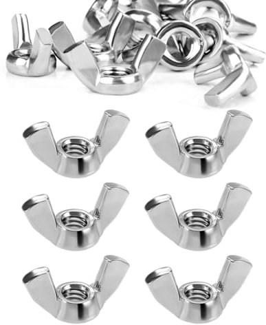 TopBine 25 Stück M6 Edelstahl Schmetterlingsmutter, Flügelmuttern, Metrische Rostfreie Wing Nut, Silber
