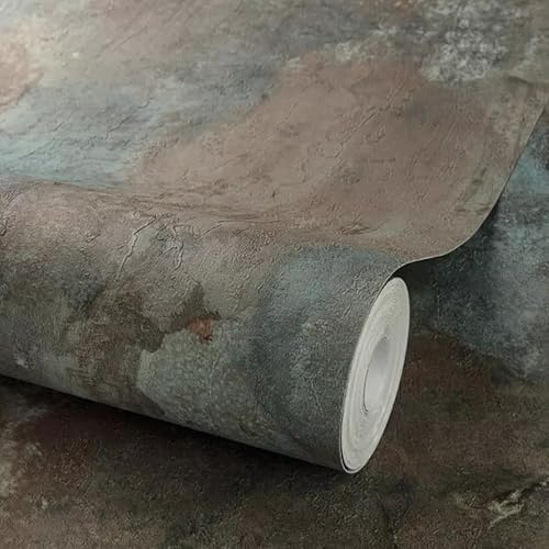 SOPHIE LAURENCE Brown Concrete Effect Wallpaper, Distressed Industrial Style, 3D Textured Vinyl, 53cm x 10.05m Roll, Scrubbable, Paste The Wall, Ideal for Any Room