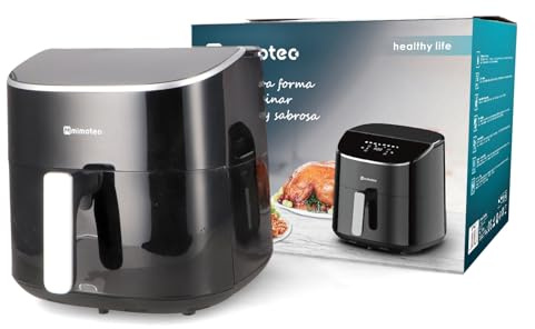 M mimotec Serena Touch 7,6 l luftfritös, oljefri luftfritös, 2 000 W, 8 digitala menyer, touch-kontroll, 60 minuters justerbar timer, 80–200 °C, fettreducering, hälsosam matlagning
