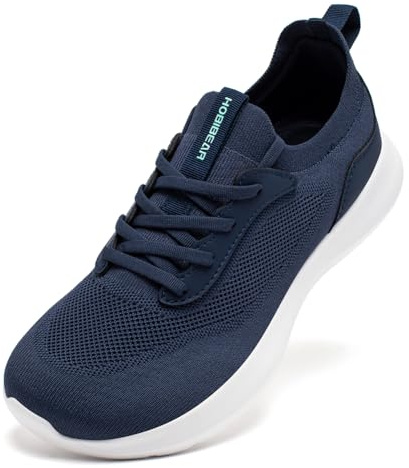 HOBIBEAR - Zapatos de caminar con puntera extra ancha, ultra ligeros y cómodos, con cierre de deslizamiento, para mujer y hombre, Navy, 39 EU
